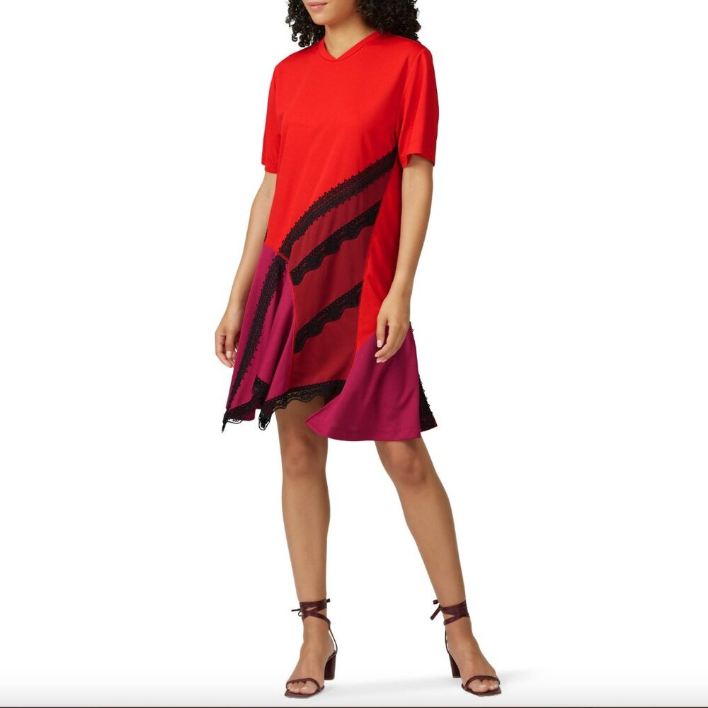 KOCHE Red Lace T Shirt Dress Size Small 36